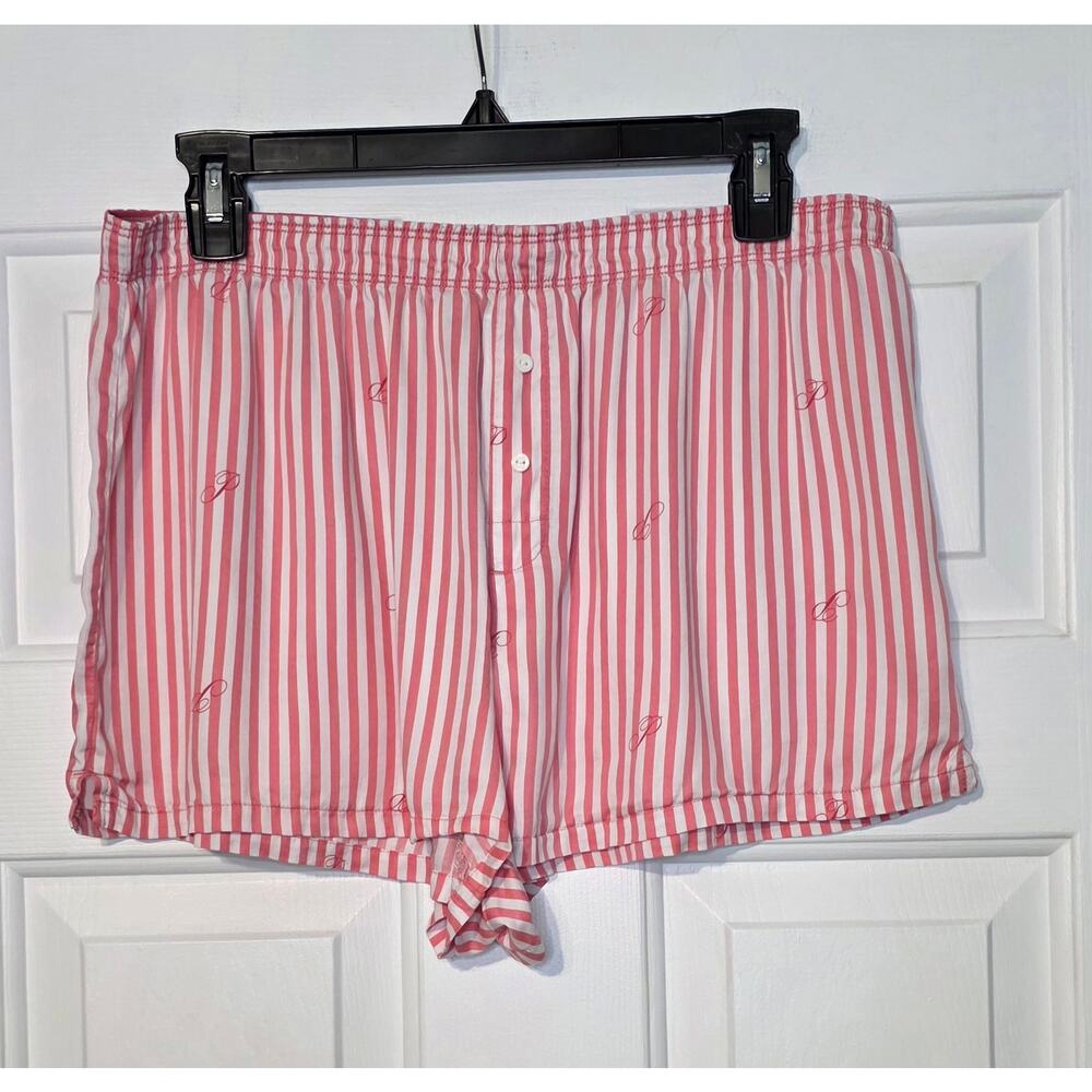 VICTORIA'S SECRET PINK TENCEL STRIPED SLEEP SHORTS SMALL CORAL‎ Size L
